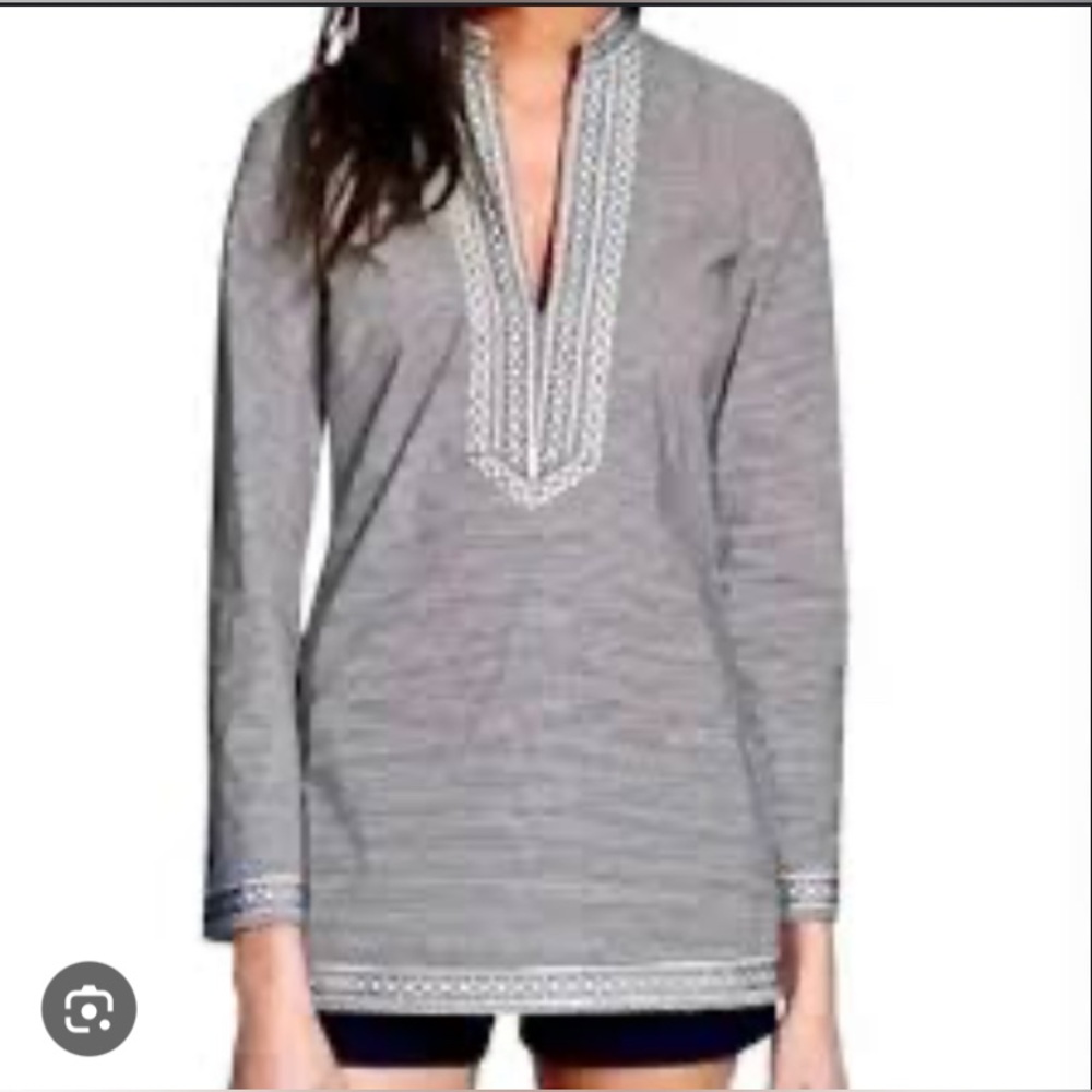 NWT TORY BURCH SKINNY STRIPE A TORY NAVY MINI SHIRT DRESS $325